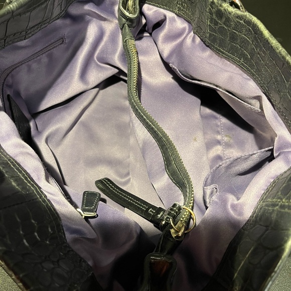 Coach Crocodile Embossed Black Leather Shoulder Bag Y2K - Picture 8 of 10